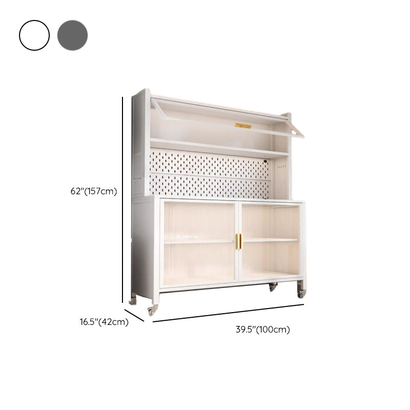 Narrow Steel Countertop Sideboard with Wheels, Cupboard, Changeable Shelf, and 3/4 Doors - image 12