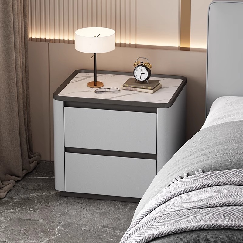Stylish Bedside Cabinet Nightstand with 2 Drawers and Sintered Stone Countertop - image 8