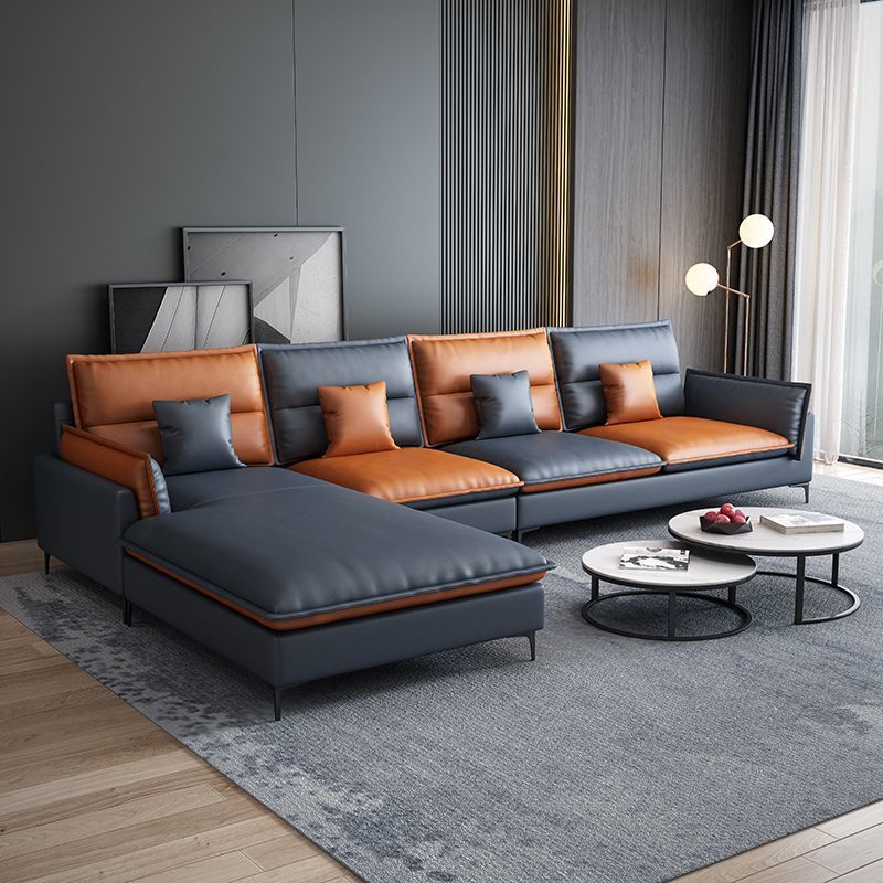 Casual Straight Stain Resistant Sofa in Dark Grey with Horizontal Orientation, Sponge Seat Fill, and Square Arm