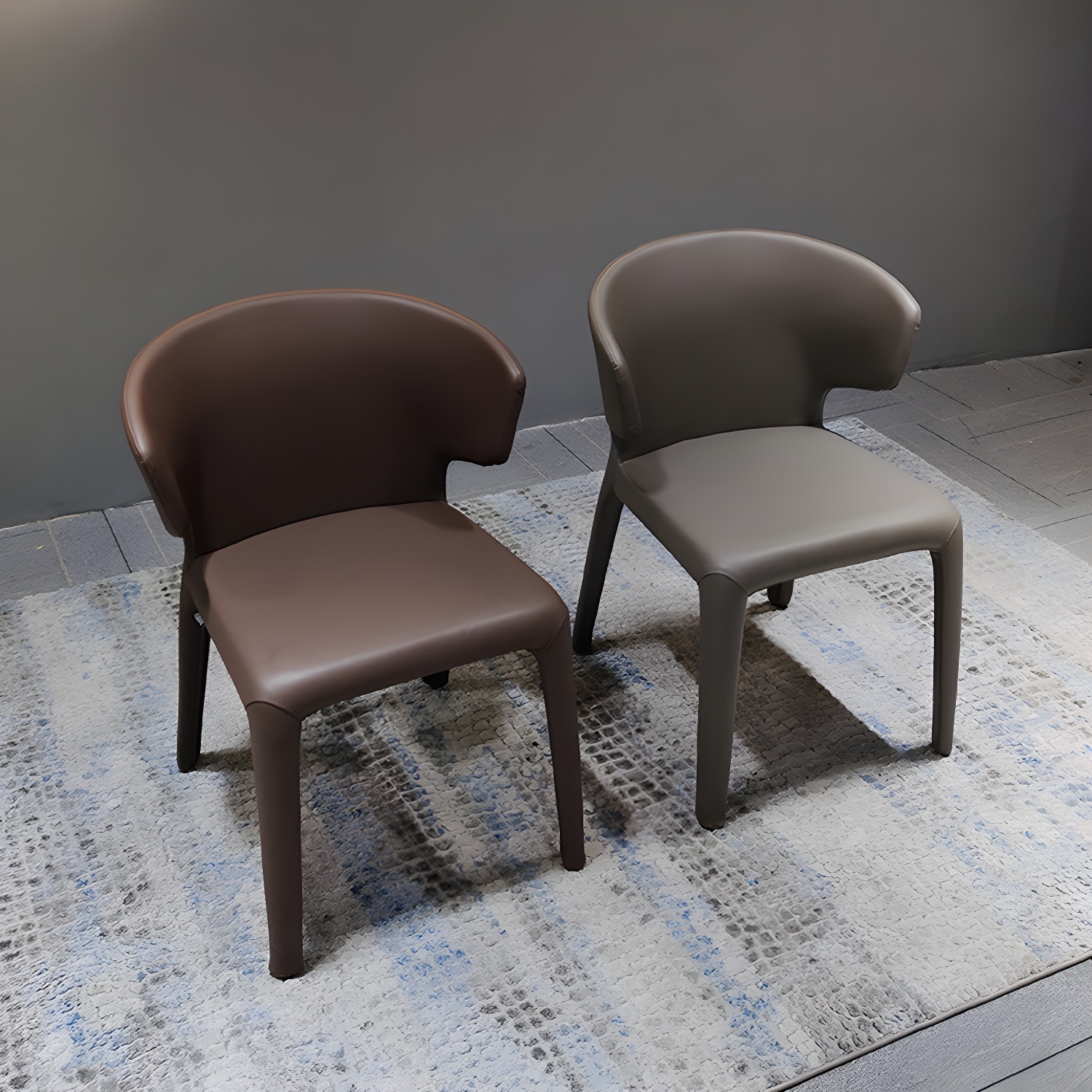 Designer Style Leather Arm Chair Wingback Matte Finish Single Dining Chair - image 12