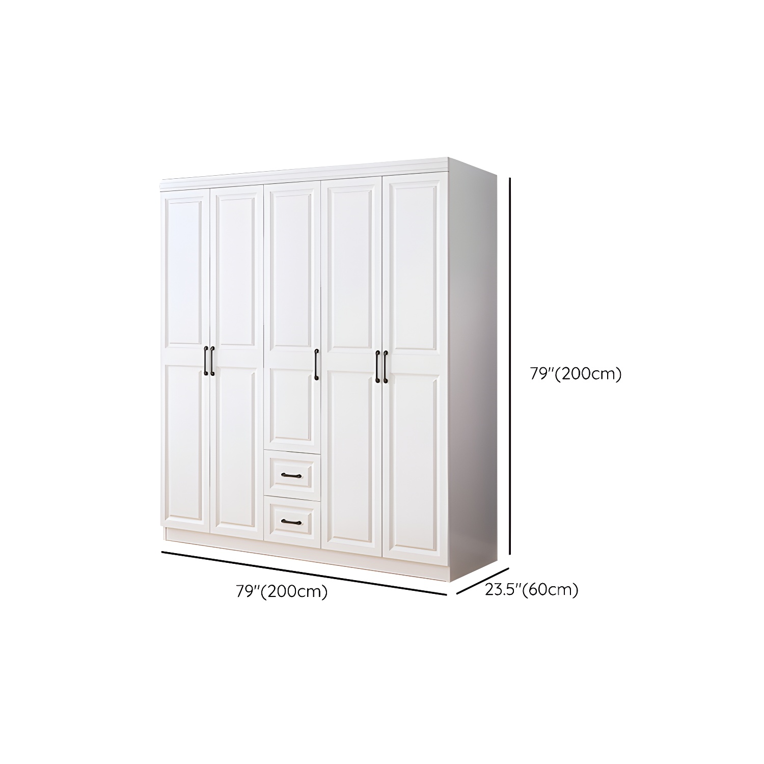 Modern White Wood Wardrobe Armoire with Soft-Close Drawers and Clothing Rod - image 12