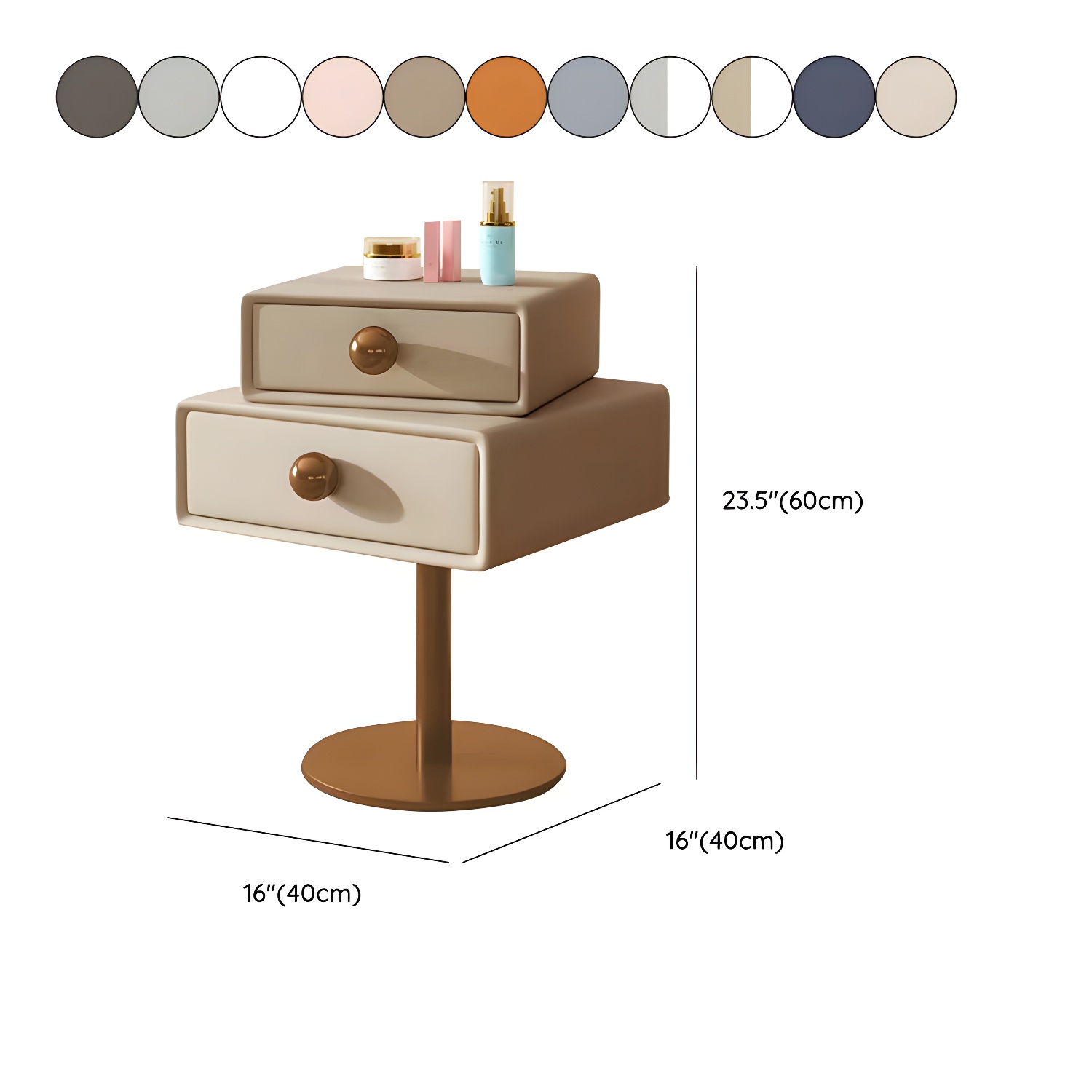 Modern Faux Leather Drawer Storage Nightstand in Narrow for Bedroom - image 21