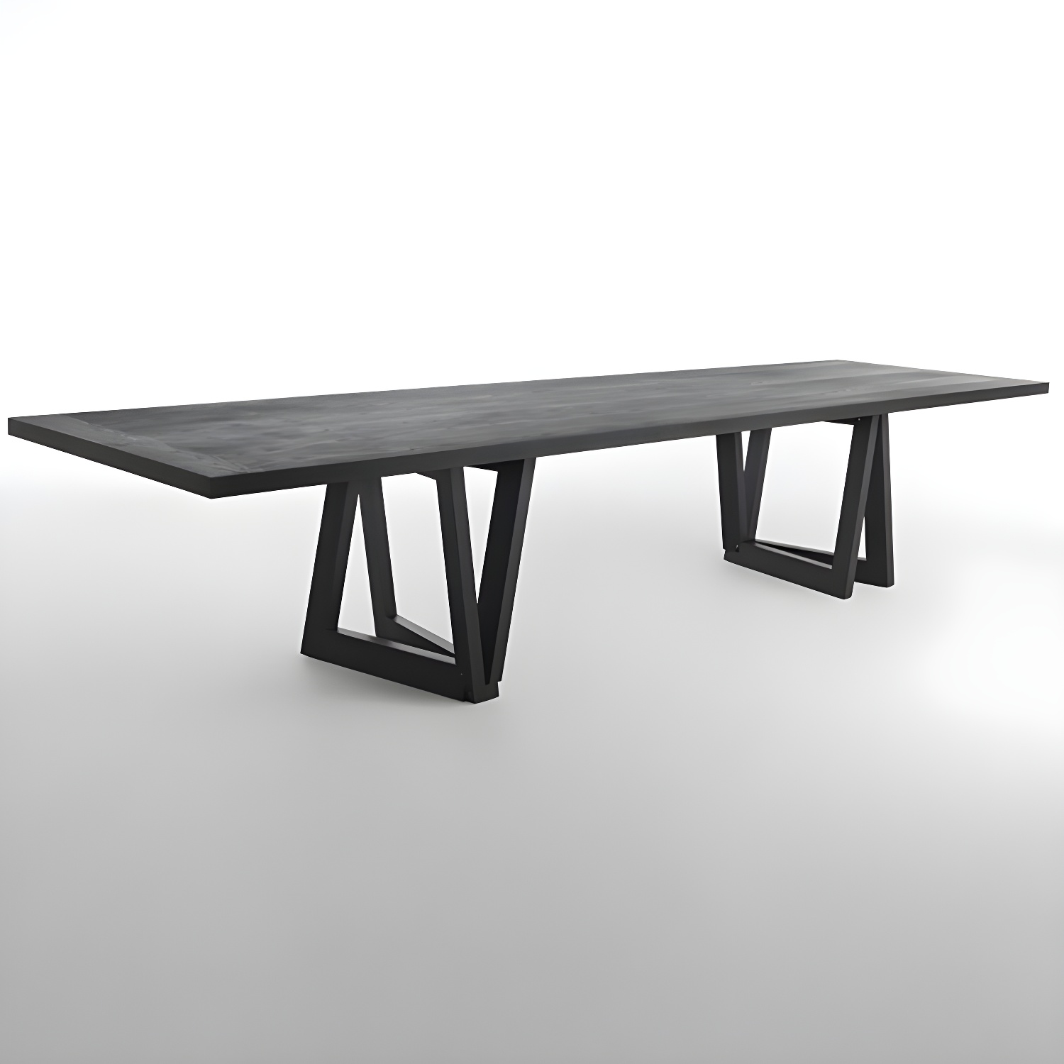 Industrial Solid Wooden Table Restaurant Rectangle Dining Table with Double Pedestal Base - image 3