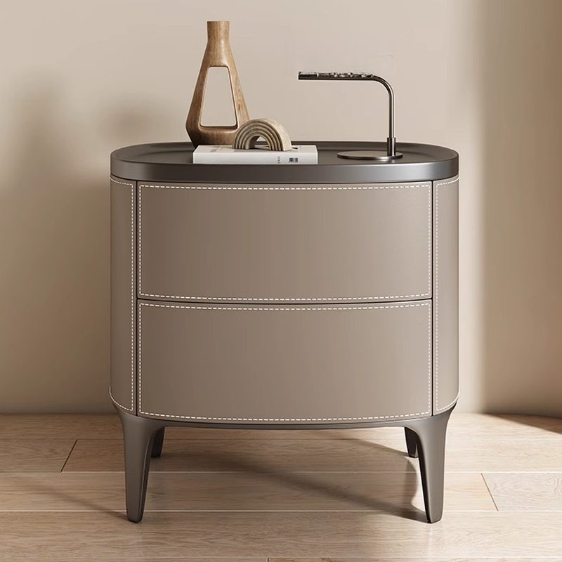 Contemporary 2 Tiers Drawer Storage Bedside Table with Real Wood Countertop - image 10