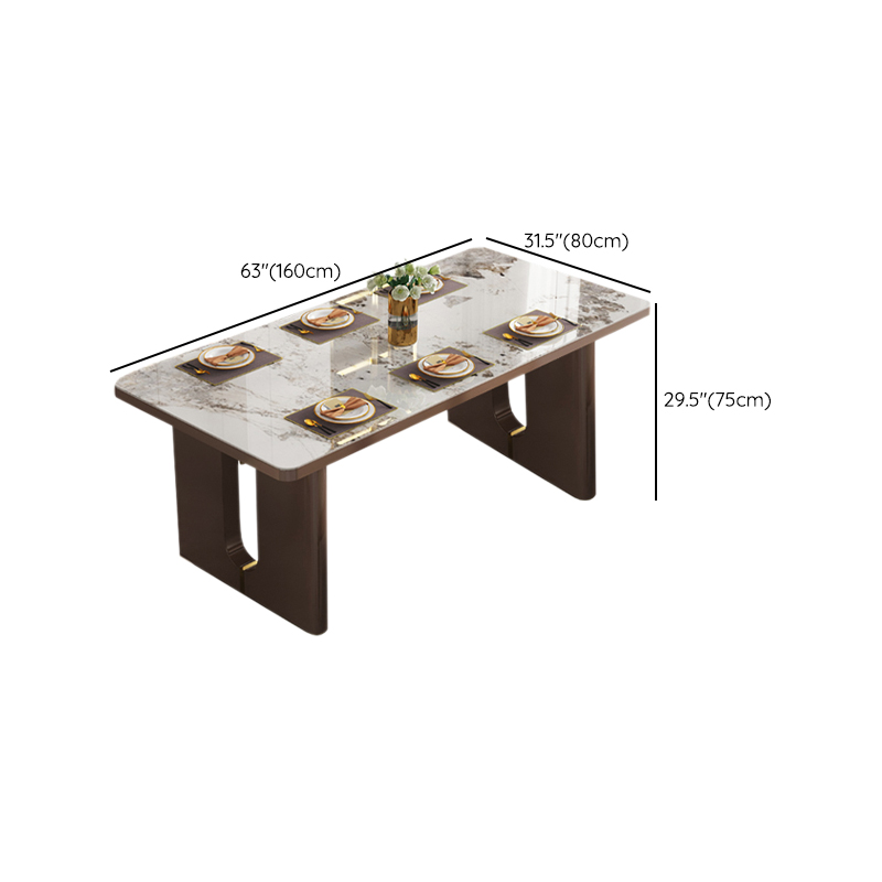 Rectangular Slate Dining Table Set with Two-sided Pedestal, Padded Chair, Back, and Multicolor Top - image 9