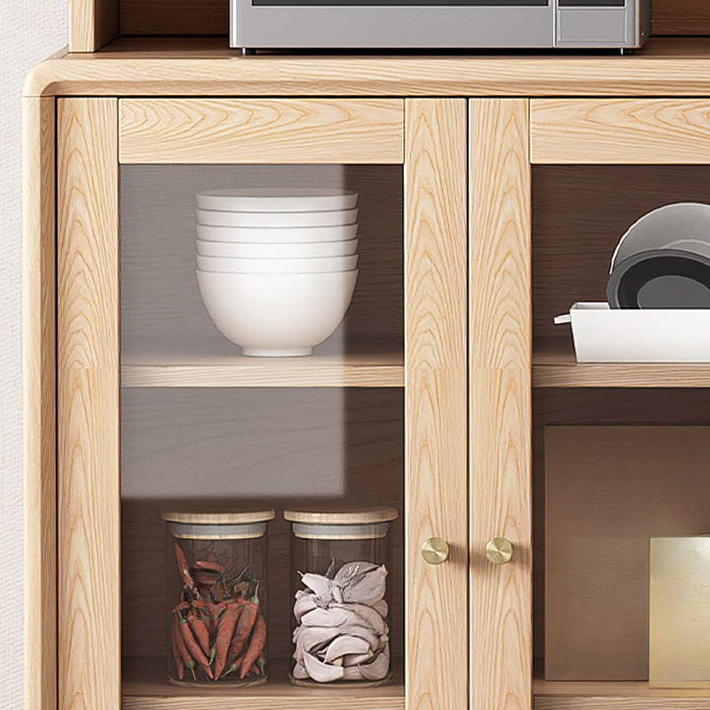 Unfinished Color Microwave Shelf Cabinet with Stemware Stand, Self-supporting in Culinary Space, Flooring Design, Kitchen Appliance Organizer, and Worktop Countertop - image 5