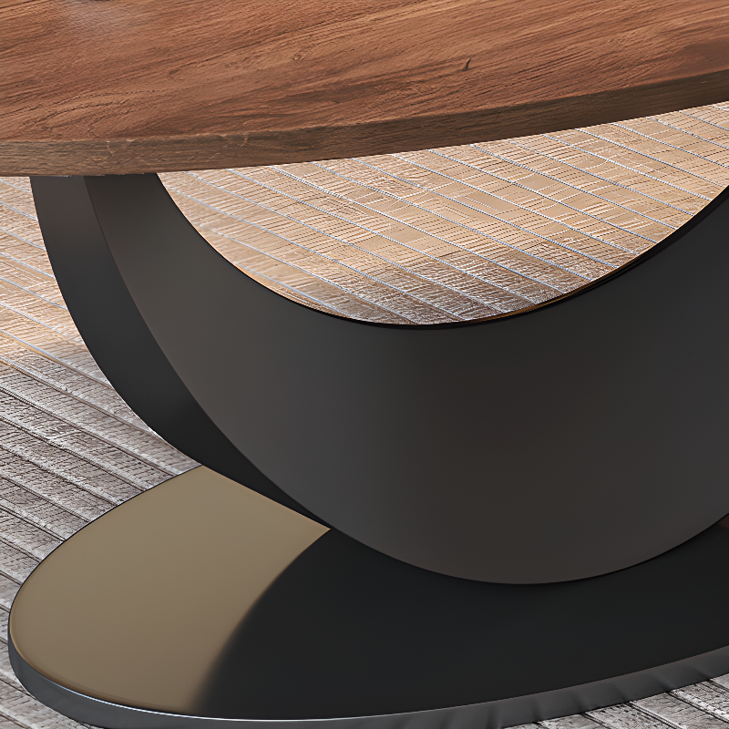 Trendy Cocoa Wooden Oval Single Accent Table with Metal Base - image 7