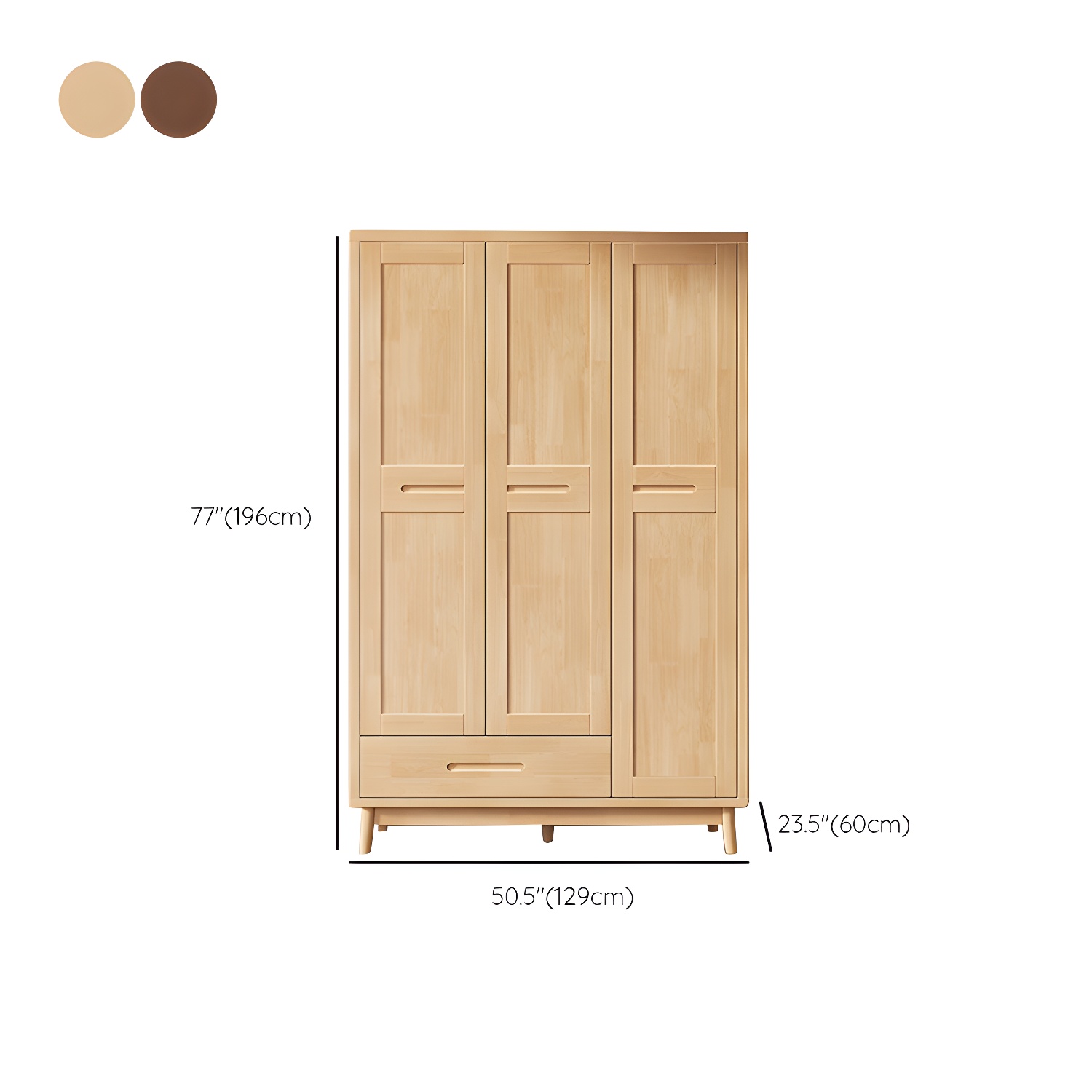 Modern Rubberwood Solid Wood Wardrobe Freestanding Wardrobe with Drawer - image 13