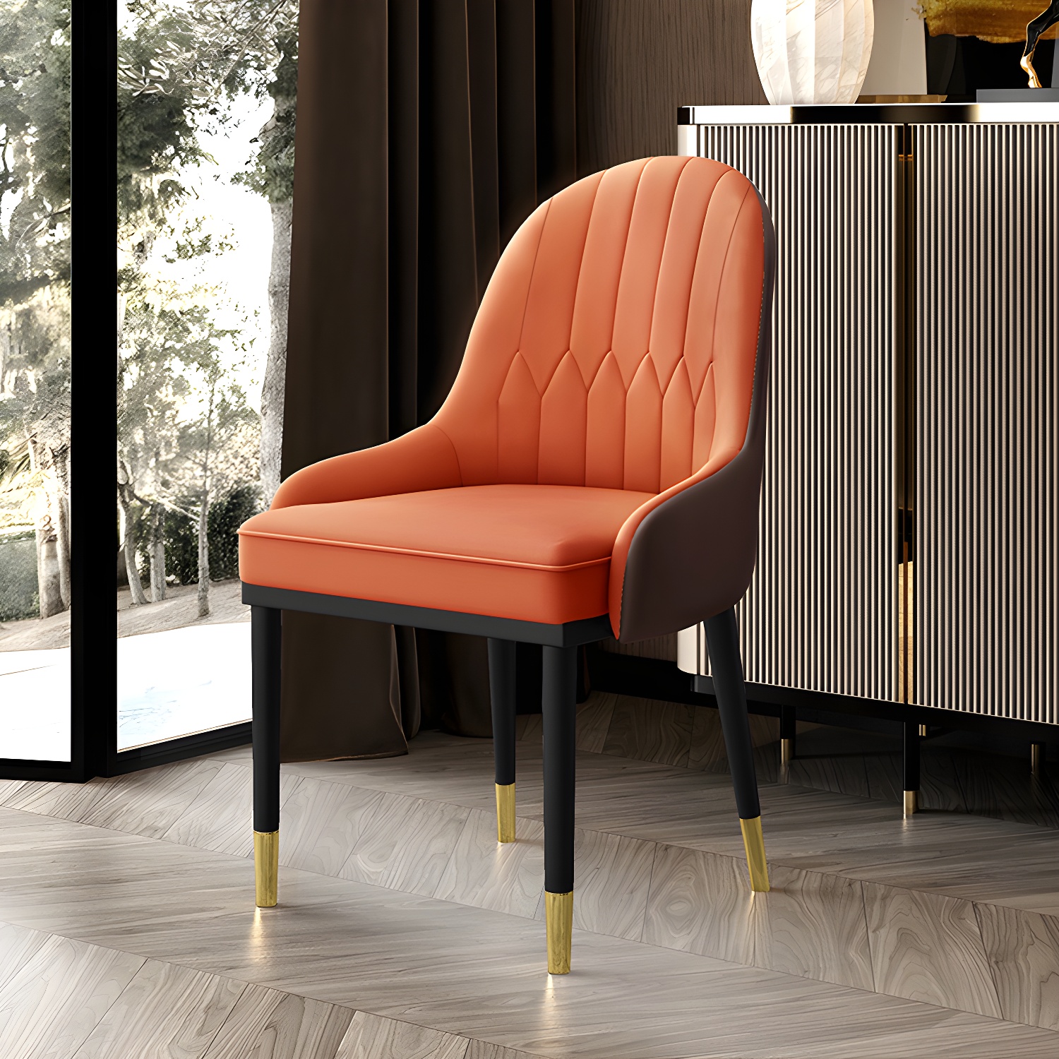 Leather Kitchen Side Chair 19'' Wide Dining Parsons Chair for Restaurant - image 6