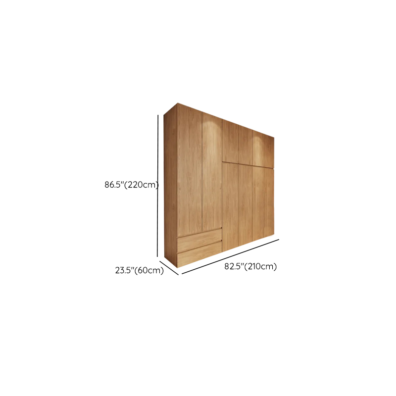 Wood Grain Minimalist Manufactured Wood Wardrobe Closet with 2 Drawers, Soft Close Door, Interior Shelves, and Clothing Rod - image 16
