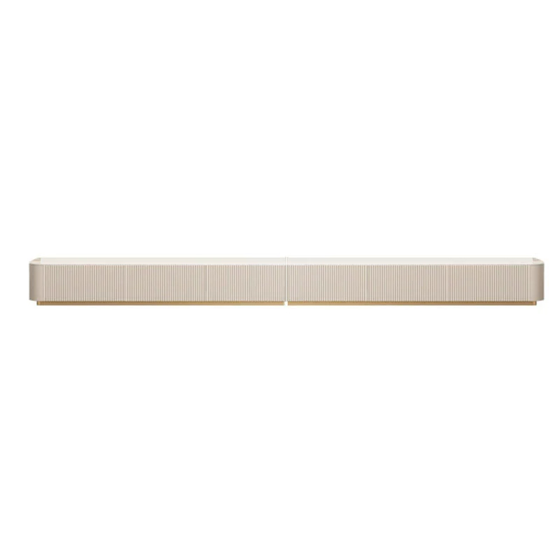 White Modern TV Stand with Low Height, Stone Material & Drawers for Full Assembly - image 5