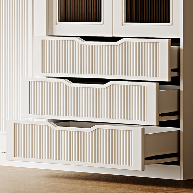 Chalk Composite Wood Cabinet Armoire with Soft Close Drawer, Specular Mirror, Soft Close Door, Interior Shelves, and Clothing Rod - image 6