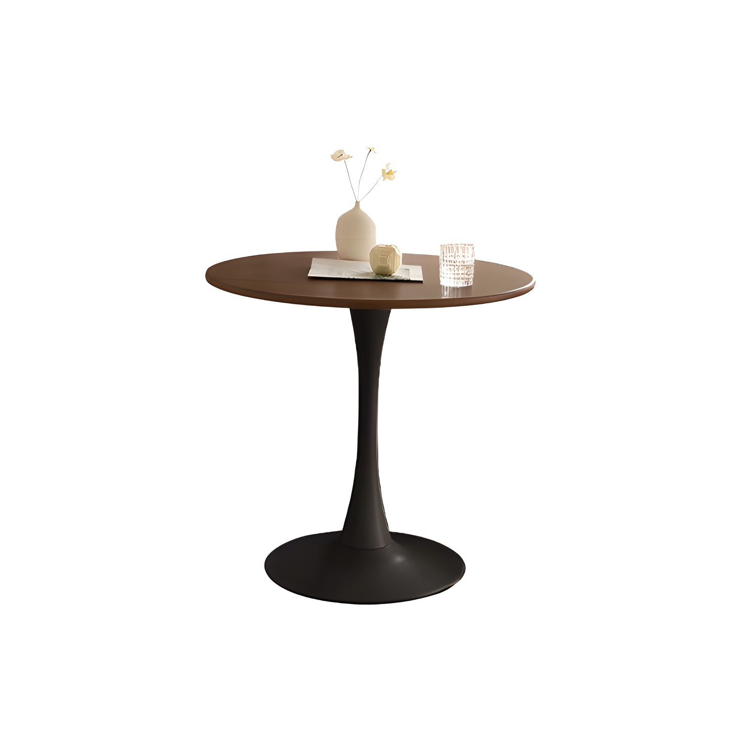 White Round Wood Dining Table with Steel Tulip Base, Modern Design - image 3