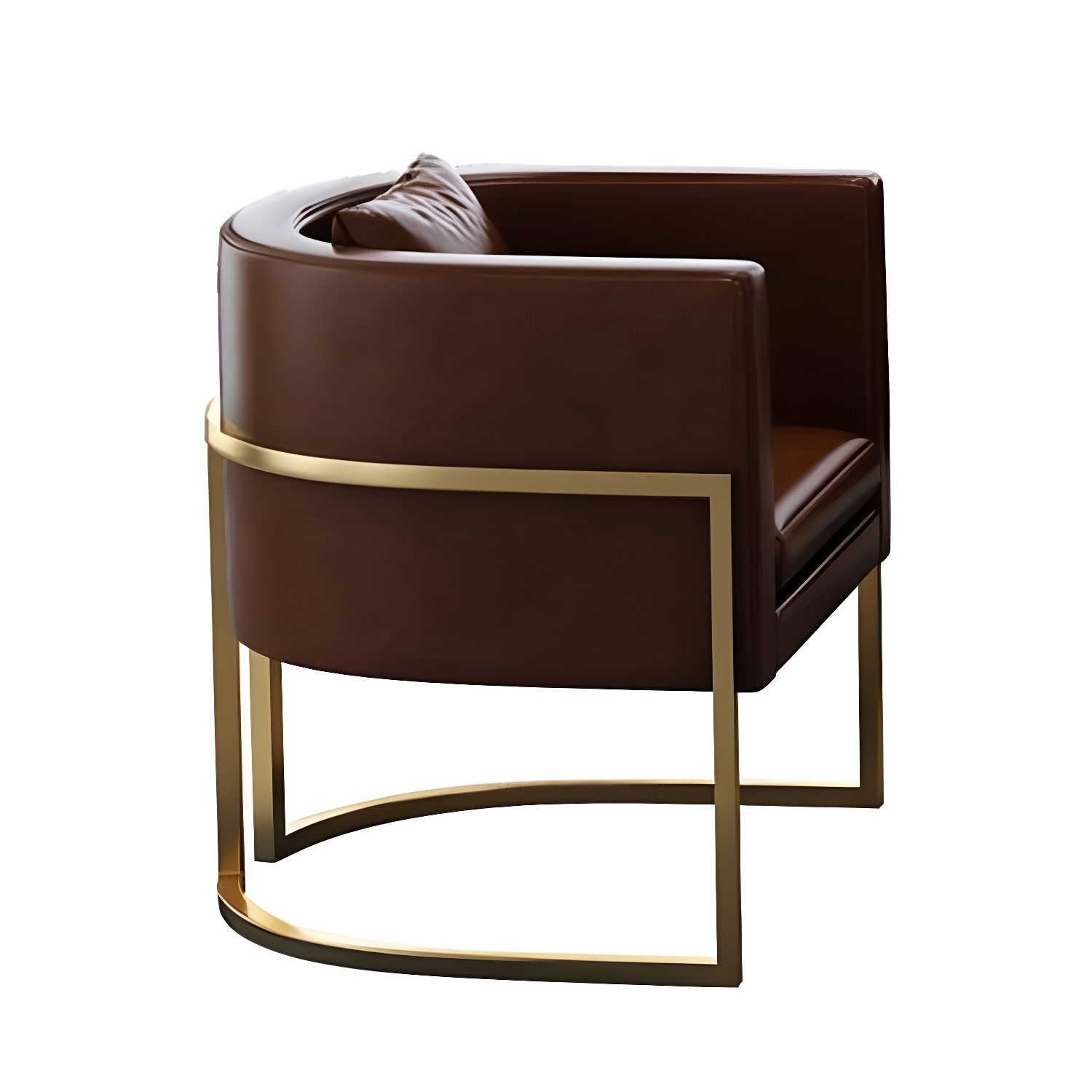 Parsons Arm Chair Leather Indoor Dining Chair with Gold Frame - image 2