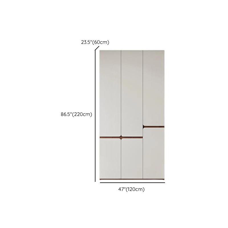 White Minimalist Manufactured Wood Wardrobe Closet with Soft Close Drawer, Soft Close Door, Interior Shelves, and Clothing Rod - image 15