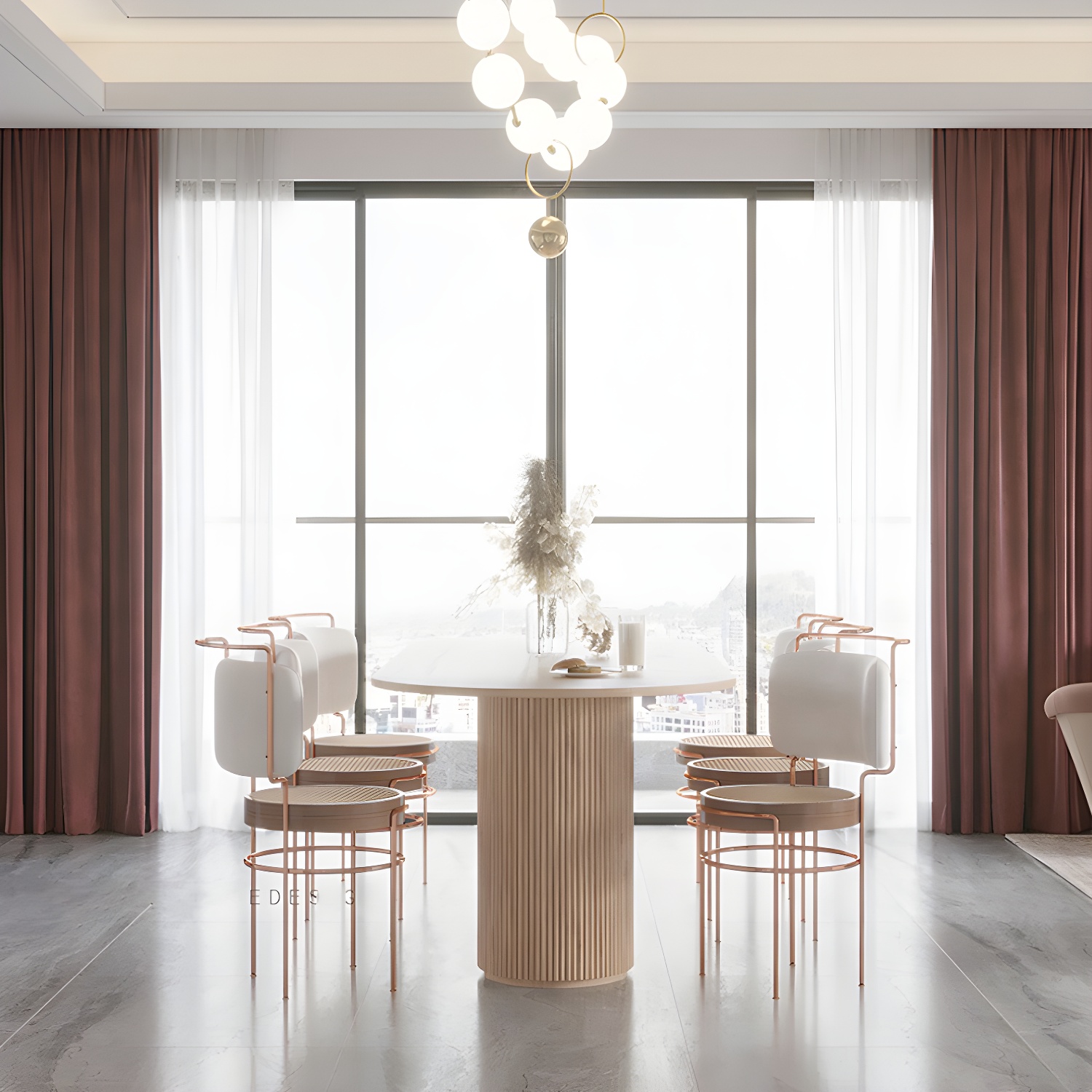Natural Double Pedestal Dining Table Modern Oval Wood Home Dinner Room Kitchen Table