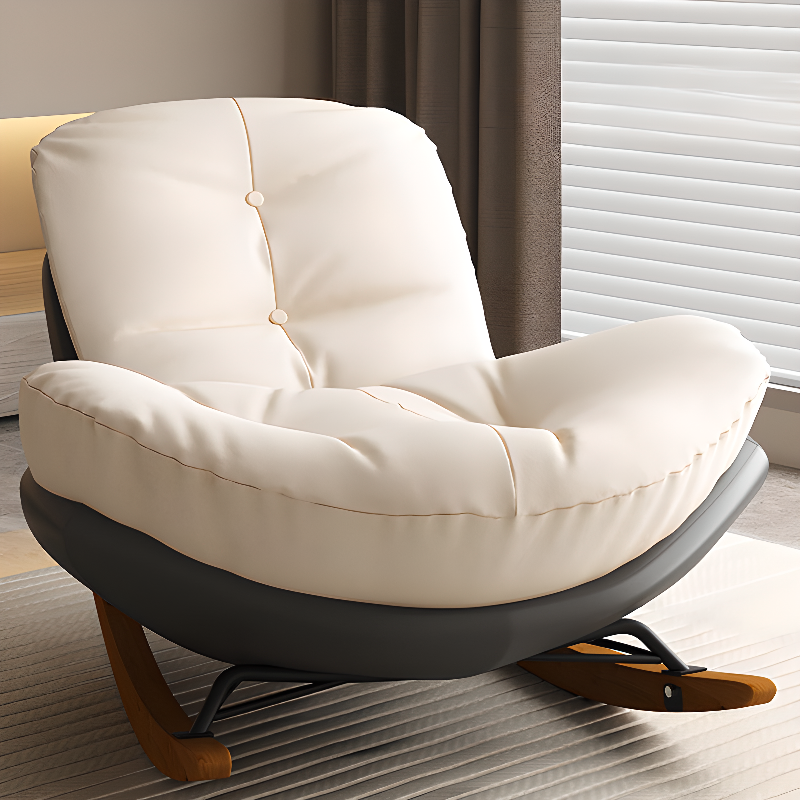 Stationary Upholstered Rocking Chair with Cushioned Rear in a Scandinavian Style, Footstool Included/Not Included