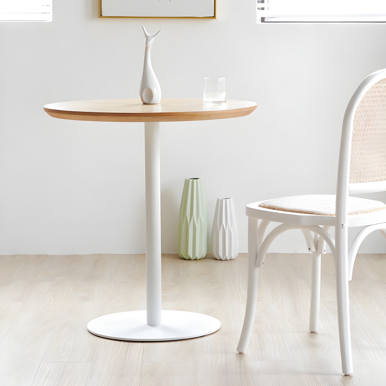 Round Tulip Base Casual Dining Table Four-Color Fixed Table with Solid Wood - image 16
