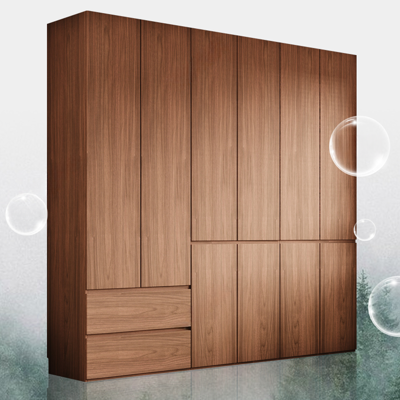 Acorn Minimalist Natural Wood Wardrobe Closet with Soft Close Drawer, Soft Close Door, Interior Shelves, and Clothing Rod