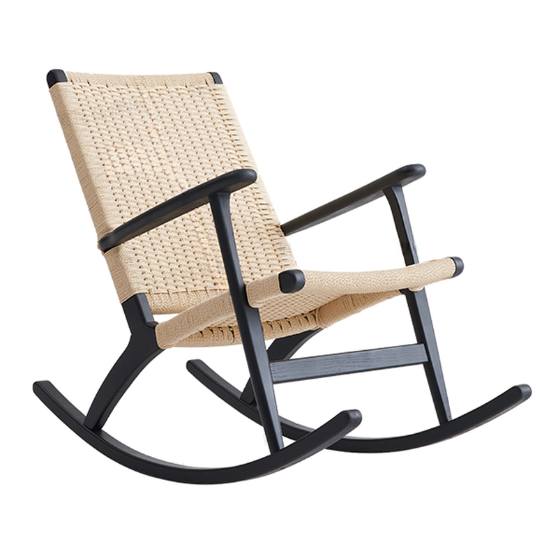 Asian Style Wicker Front Porch Rocking Chairs with Track Arm