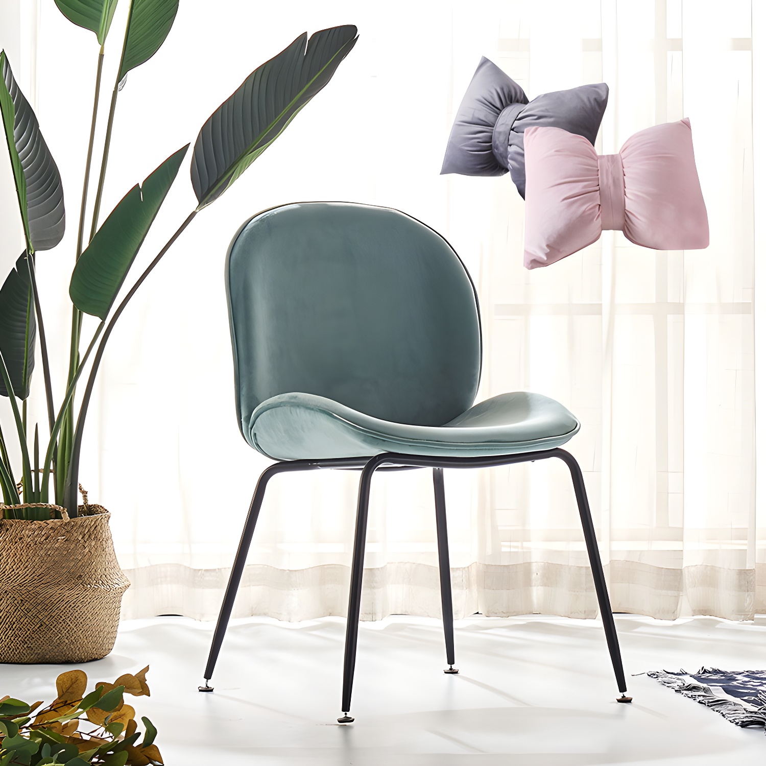 Metal Scandinavian Restaurant Side Chair Matte Finish Wingback Dining Chair - image 9