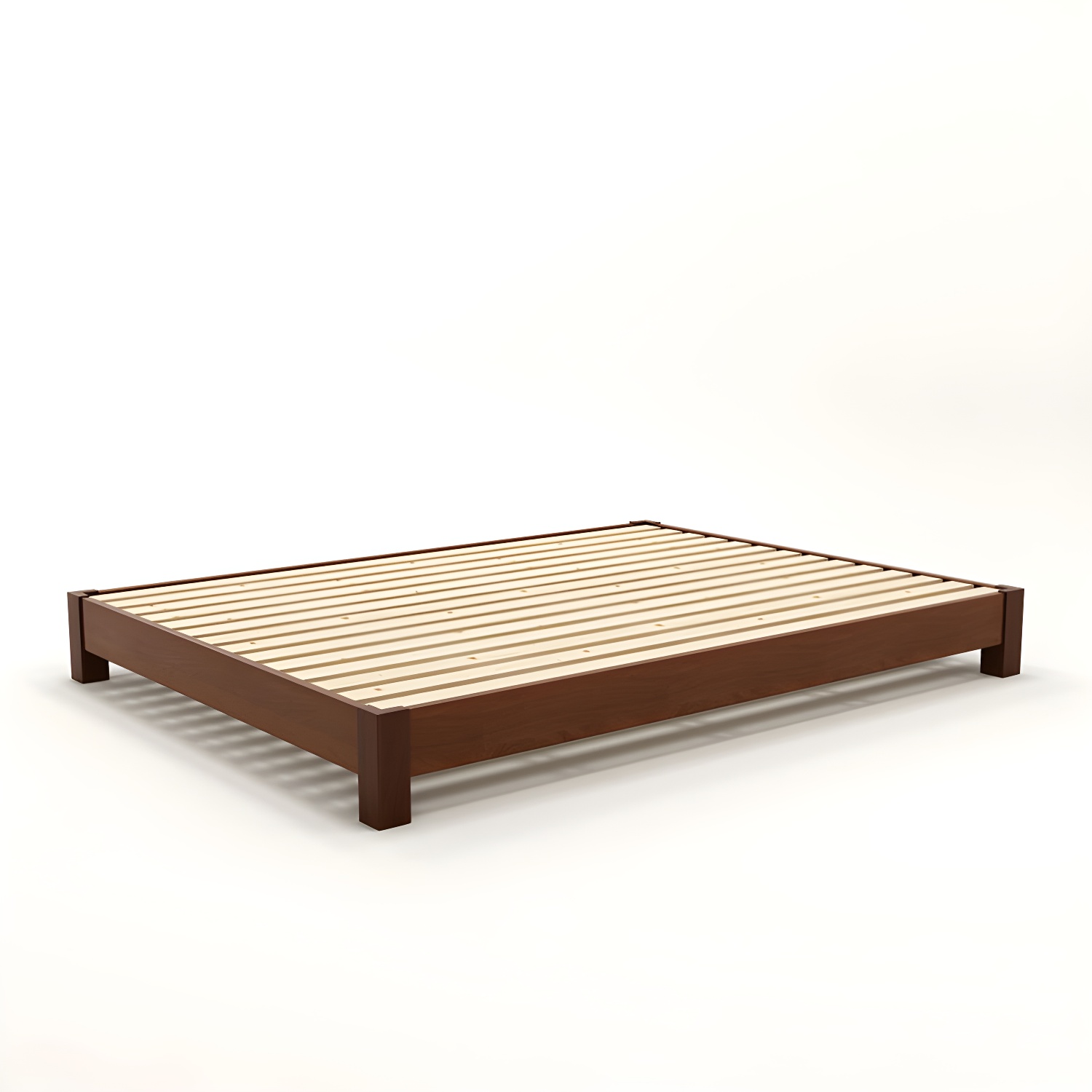 Solid Wood Standard Bed Contemporary Rubberwood Platform Bed with Legs - image 5