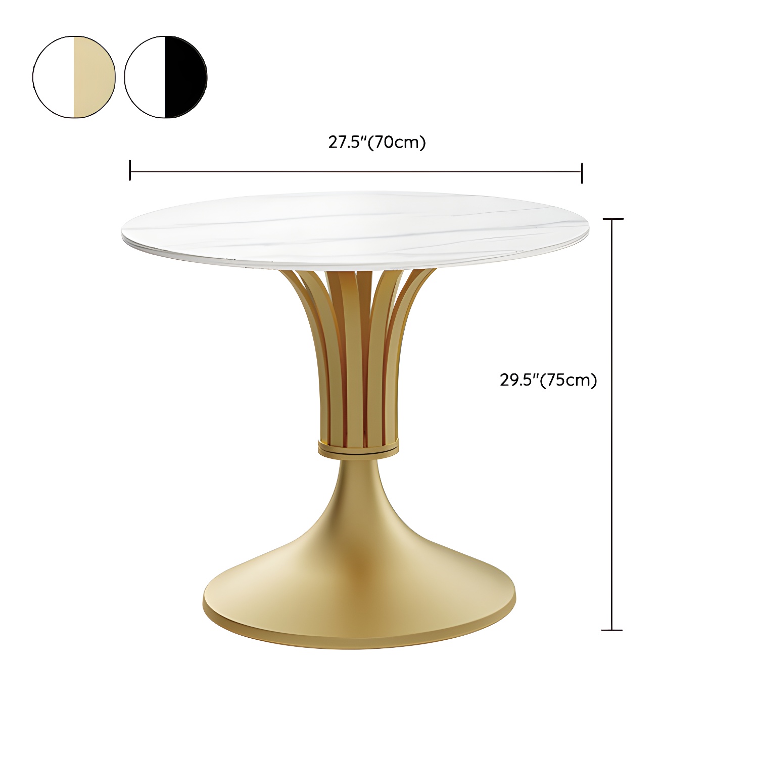 Metal Glam Dining Set with Padded Chairs 1/2/3/5 Pcs White Stone Dining Table Set - image 13