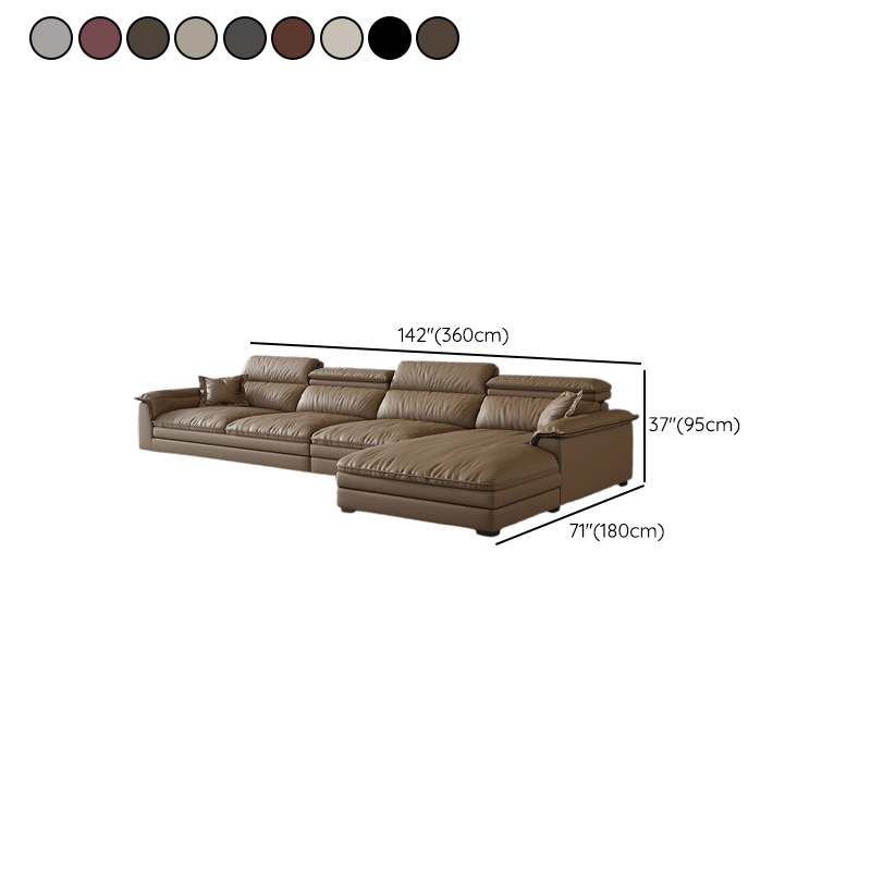 L-Shape Leather Sofa Recliner in White/Espresso/Beige with Right Hand Facing Orientation - image 16