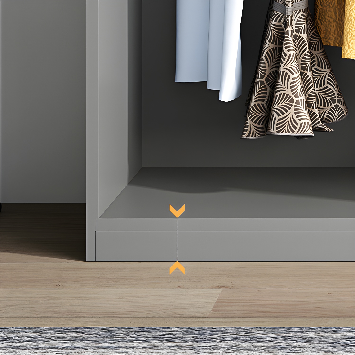 Contemporary Grey Wood Storage Wardrobe with Clothing Rod and Black Handles - image 7