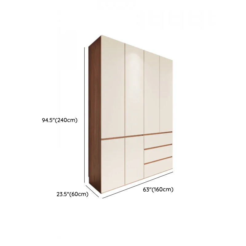 Beige Minimalist Manufactured Wood Wardrobe Closet with Soft Close Drawer, Soft Close Door, Interior Shelves, and Clothing Rod - image 14