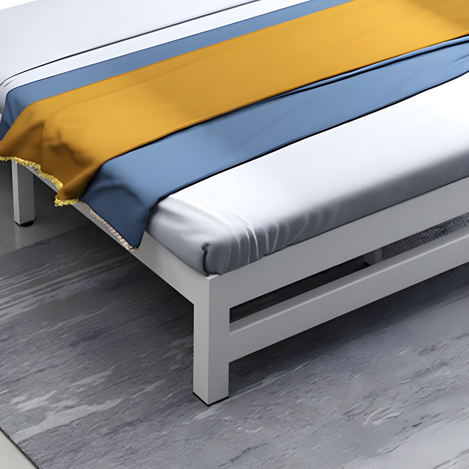 Contemporary Metal Bed Frame Solid Color Slat Bed with Custom Gold Legs - image 14