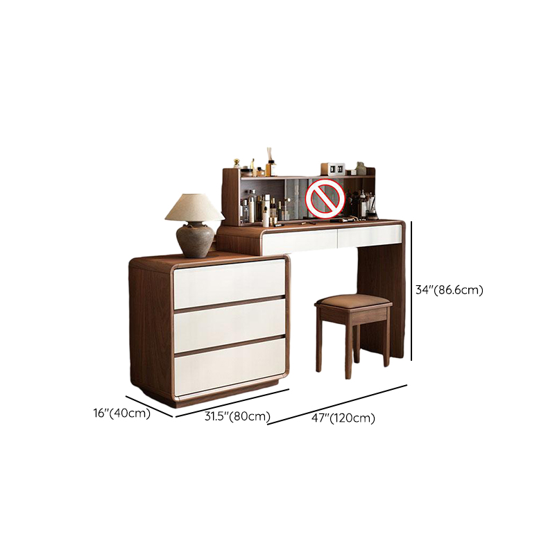 Simplistic Large Vanity Set with Rubberwood Table Top and Auburn Seat, Featuring 8/11/5 Drawers, No Suspension - image 15