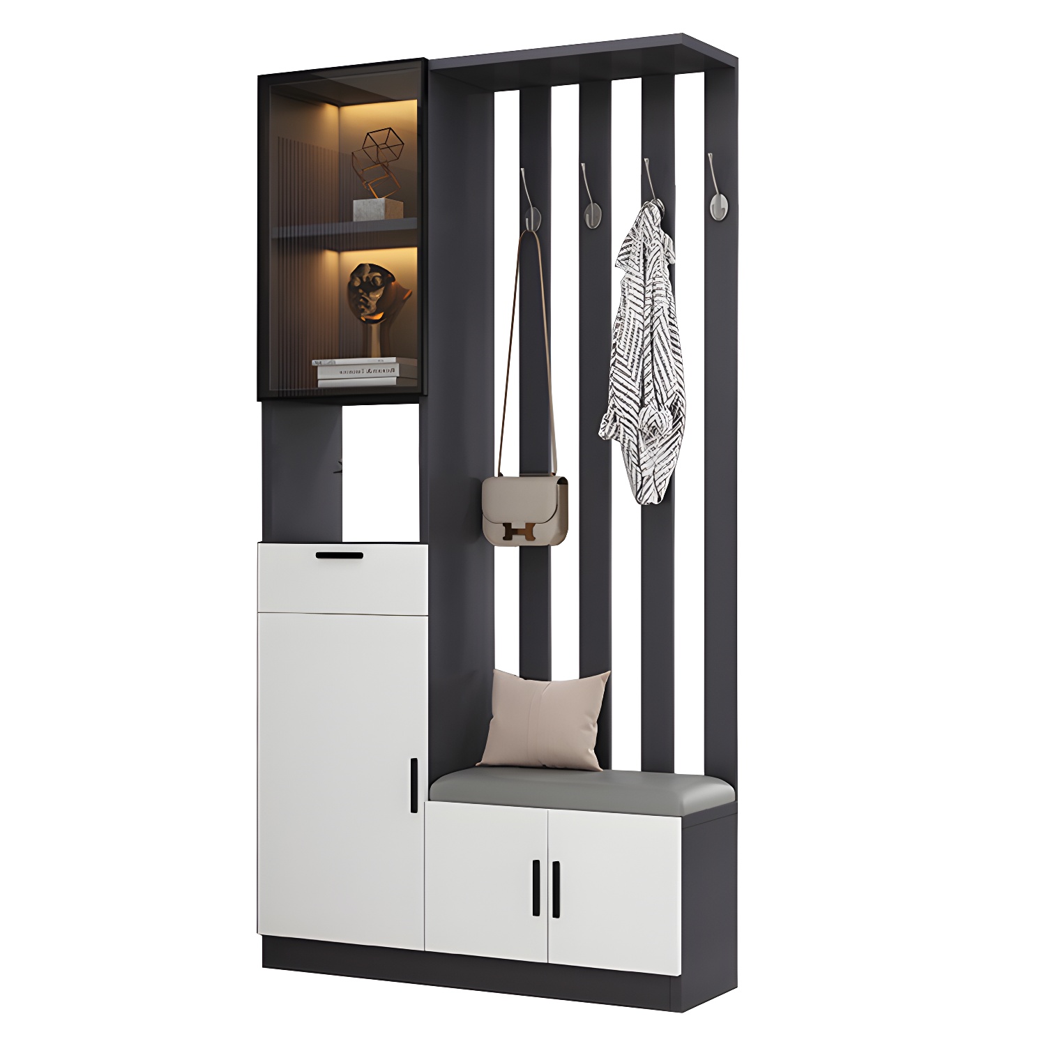 Contemporary Style Wooden 3-door Accent Cabinet with Drawer and Shelf - image 12