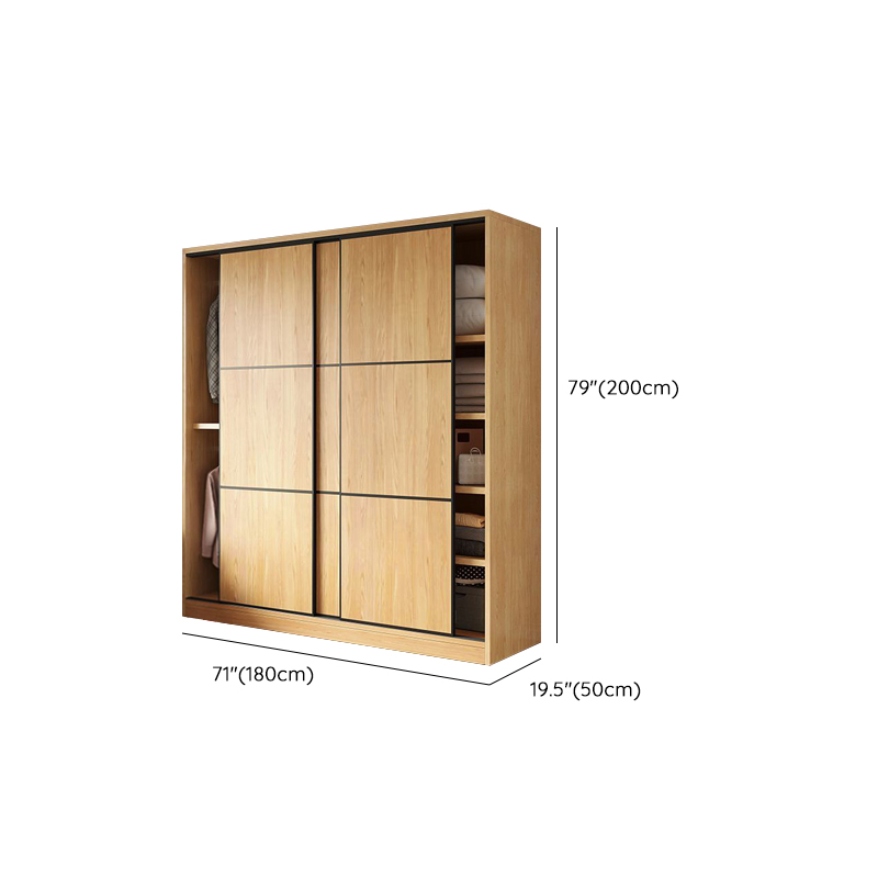 Natural Finish Modern Timber Self-supporting Wardrobe with Soft Close Drawer, Soft Close Door, and Clothing Rod - image 10