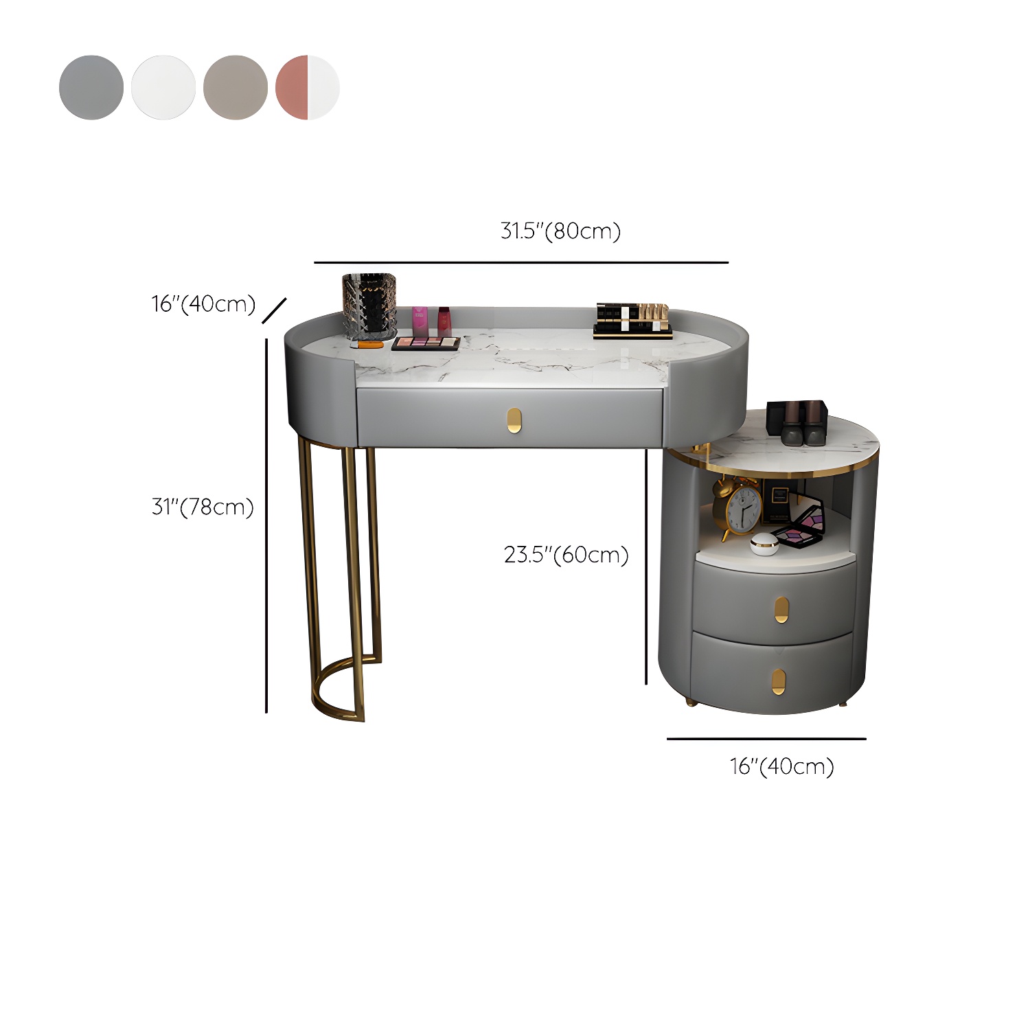 Wooden Makeup Vanity Desk Lighted Mirror Vanity Dressing Table Set with Drawer - image 18