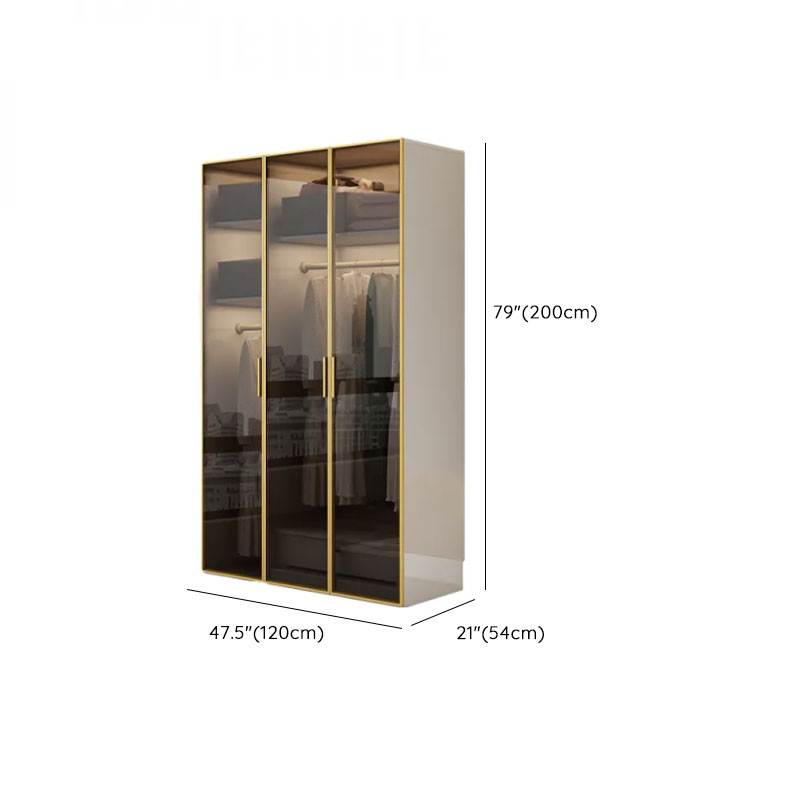 White Trendy Reclaimed Wood Almirah with Soft Close Drawer, Interior Shelves, and Hanging Rod - image 12