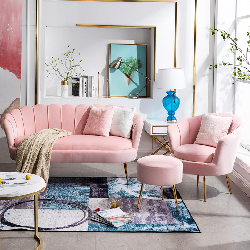 Magenta/Olive Green/Cerulean Single Sofa/Loveseat with Sloped Arms Sitting Room - image 15