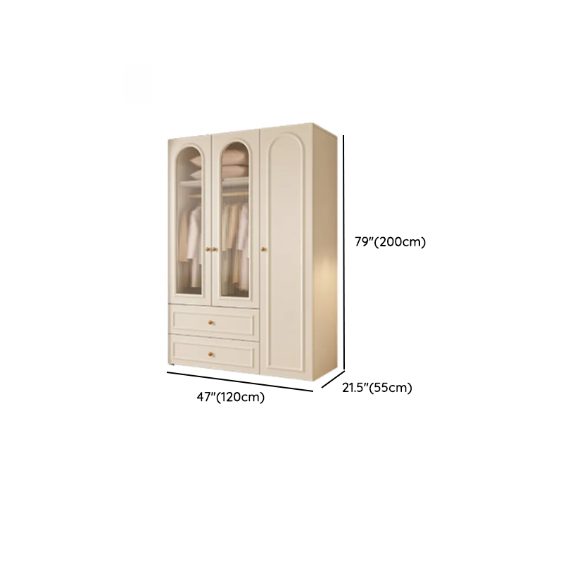 Chalk Modish Natural Wood Wardrobe Closet with Soft Close Drawer, Soft Close Door, Interior Shelves, and Clothing Rod - image 7