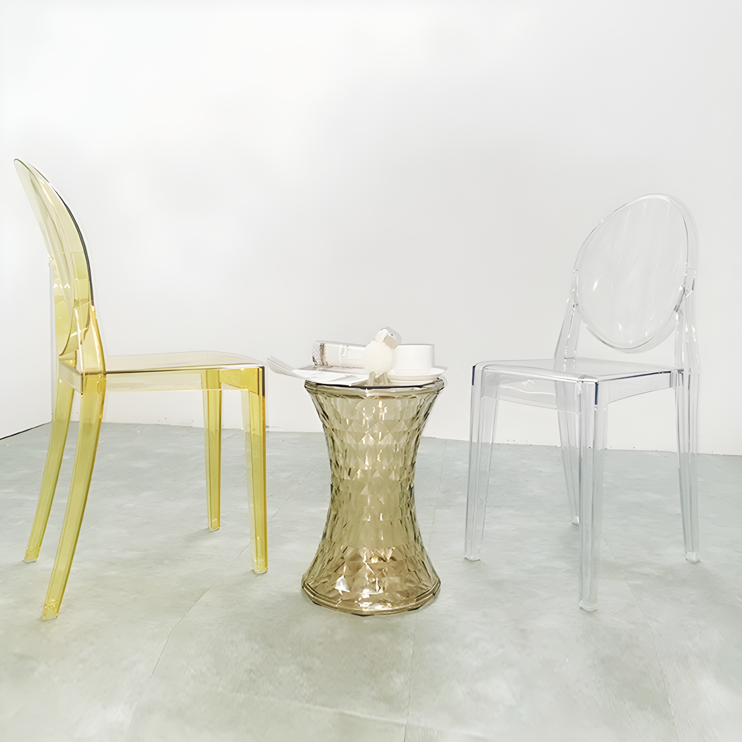 Scandinavian Winehouse Plastic Side Chair Transparent Open Dining Chair (Set of 4) - image 25