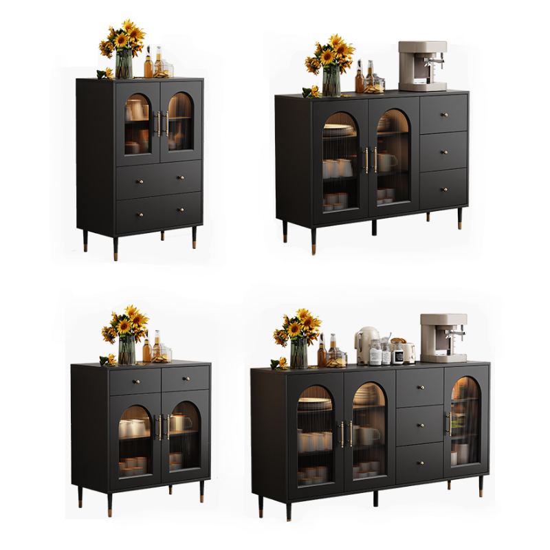 Standalone Accent Cabinet in Black with Glass Door, Alterable Shelf and Illuminating, Soft Close Drawer and 1 Cabinet/2 Cabinets in a Casual Style - image 5