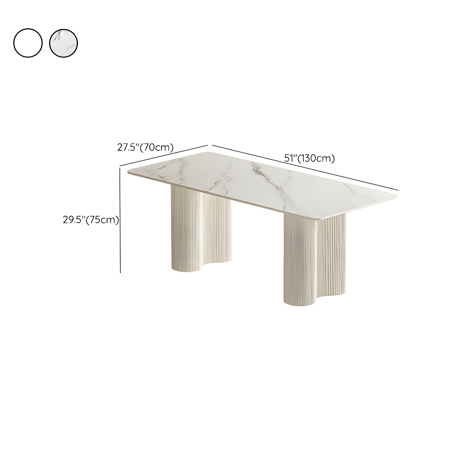 White Modern Stone Top Kitchen Dining Table with Metal Base for Home - image 22