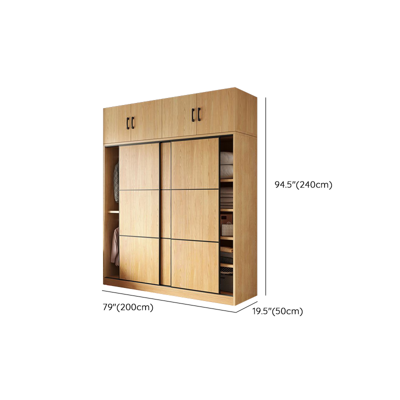 Natural Finish Modern Timber Self-supporting Wardrobe with Soft Close Drawer, Soft Close Door, and Clothing Rod - image 15