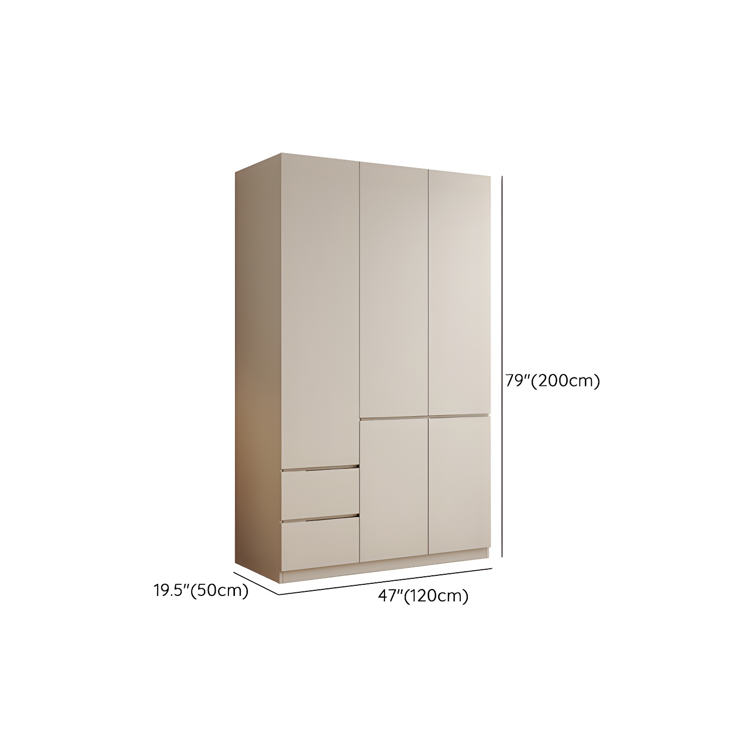 Beige Solid Wood Wardrobe Armoire with Clothing Rod & Shelves - image 10