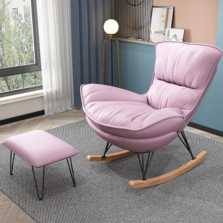 Elegant Upholstered Rocking Chair with Natural Wood Legs - Modern Style for Chic Home Decor - image 12