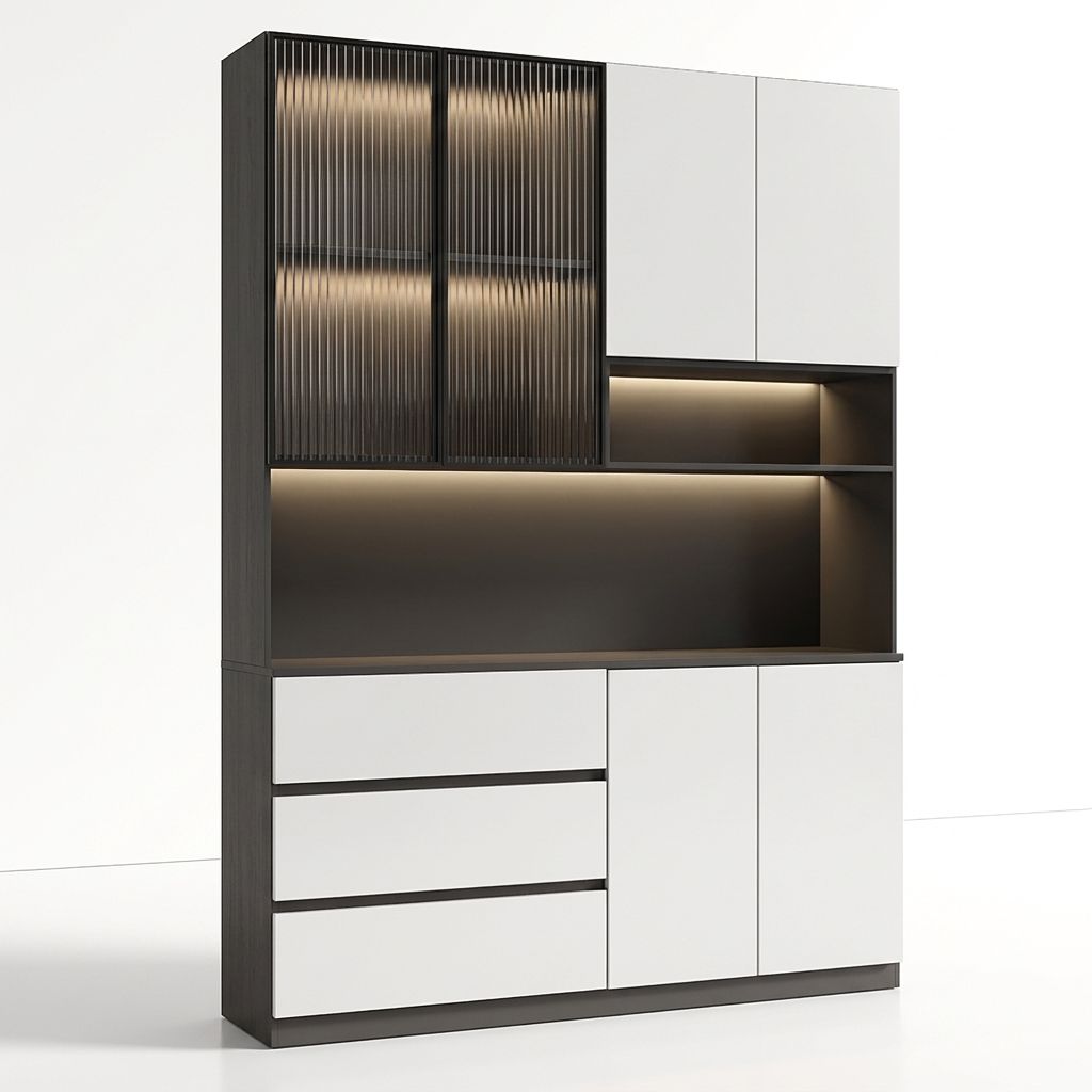 Trendy Sideboard with 3 Drawers, Cupboard, Wide/Standard/Narrow Sizes, 2/1 Shelves, Cabinets, and Glass-panel Door - image 14