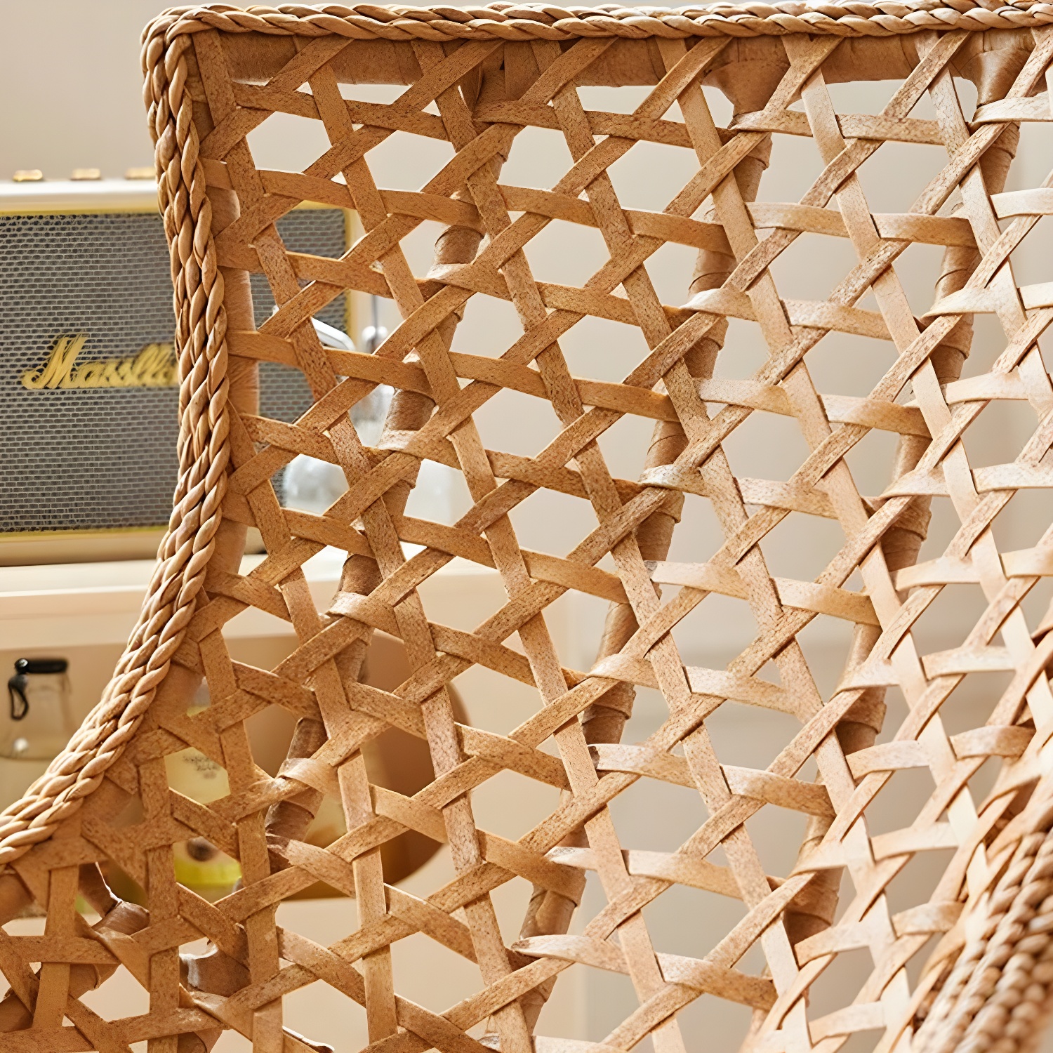 Traditional Armless Design Indoor Rocking Chair with rattan Frame and Nature Wood Legs - image 16