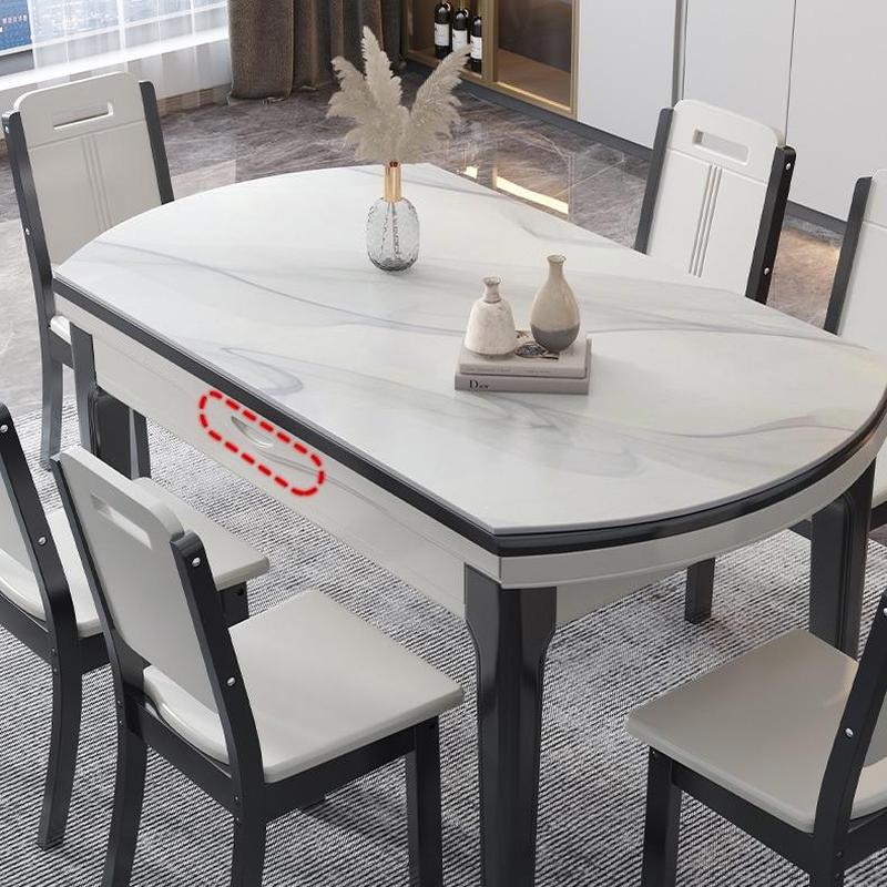 Stone Top Extendable Dining Set with Wood Legs Chairs for Home - image 8