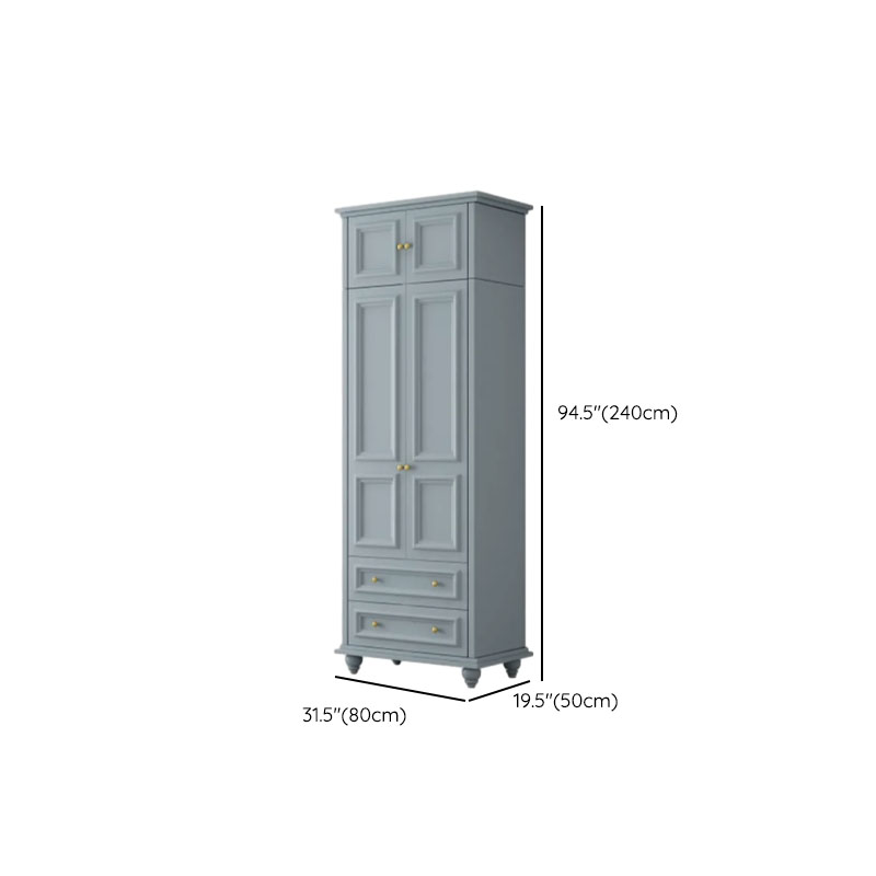 Chalk/Light Blue Contemporary Lumber Cabinet Armoire with Soft Close Drawer and Door, Interior Shelves, and Hanging Rod - image 13