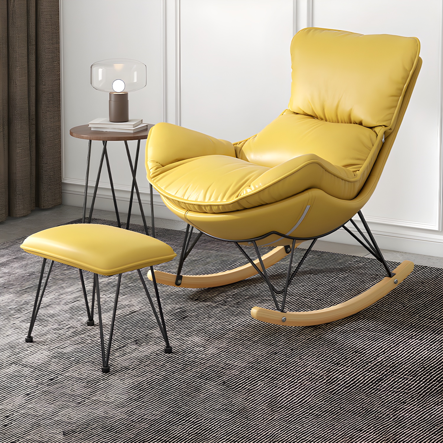 Solid Wood Rocking Chair Contemporary Rocker Chair with Padded Seat - image 9