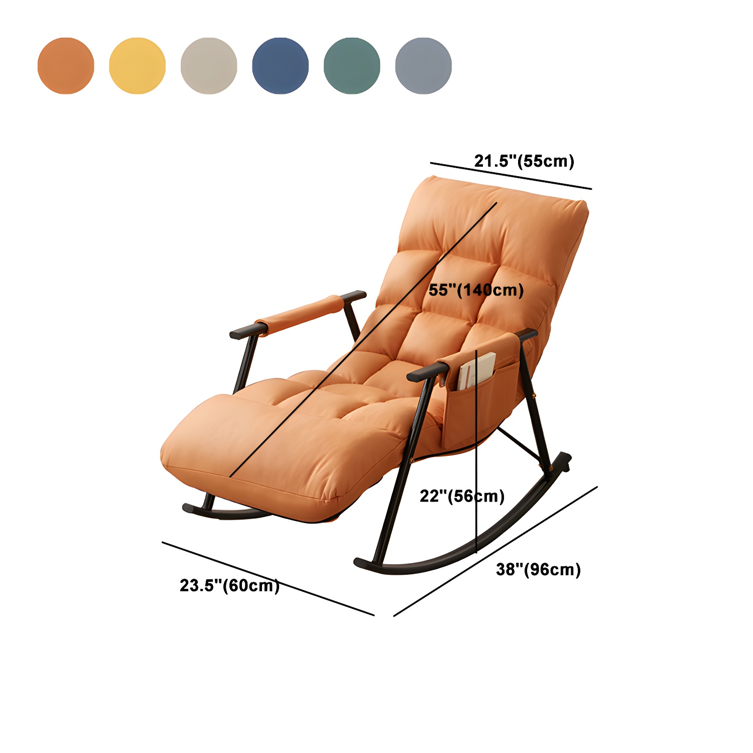 Faux Leather Rocking Chair Modern Style Rocker Chair with Storage - image 18